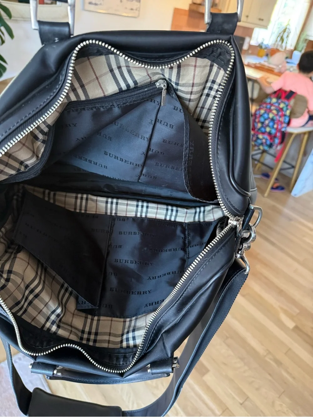 Y2K Burberry Black Nylon & Leather Laptop Briefcase